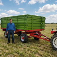 Remorques agricoles hydrauliques à double essieu de 5T et 8 tonnes, remorques à benne basculante, remorques de transport pour pâturage, fourrage, aliments pour animaux de ferme