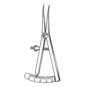 Calibrador Castroviejo de 8 cm / 3-1/4 Pulgadas, Curvo, Rango de Medición de 20 mm, Precisión, Acero Inoxidable, Oftálmico, Quirúrgico - Product Image 1