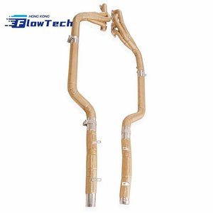 ท่อร่วมไอเสีย FlowTech SS304 คุณภาพสูง พร้อมแผ่นกันความร้อนสีทอง สำหรับ Mercedes-Benz C63 AMG W204 M156 6.2L - Product Image 2
