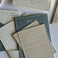 Invitations de mariage haut de gamme personnalisées en carton coton avec lettrage en relief, cartes postales, liste des invités et cartes de menu
