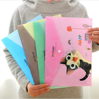 Pochette transparente en PVC A4 personnalisée avec bouton pour dossiers, enveloppes et classeurs de documents, présentoir à motifs pour l'école