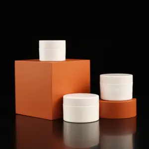 Yeni kozmetik ambalaj 30g 50g 100g Rond beyaz tasarım PP krem kavanoz çift duvar konteyner
