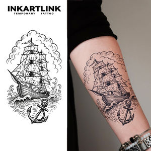 INKARTLINK - Pegatina <span class=keywords><strong>de</strong></span> <span class=keywords><strong>Tatuaje</strong></span> para el Cuerpo, Pegatina <span class=keywords><strong>de</strong></span> <span class=keywords><strong>Tatuaje</strong></span> <span class=keywords><strong>de</strong></span> Papel con Diseño <span class=keywords><strong>de</strong></span> Barco <span class=keywords><strong>de</strong></span> Vela, Resistente al Agua, Ecológica, <span class=keywords><strong>de</strong></span> Larga Duración (15 Días), Venta al por Mayor - Product Image 1