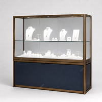 Comptoir de présentation de bijoux en verre trempé, vitrine à bijoux avec cadre en aluminium, tiroir verrouillable, présentoir en acier inoxydable