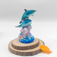 Vente en gros de statues de vie marine en polyrésine 3D peintes à la main dauphin requin corail étoile de mer plage souvenir cadeau motif animal