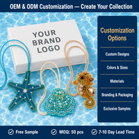 Ornamen Pesona Lautan Berhias Manik-Manik Buatan Tangan, Liontin Nautikal dari Manik-Manik Biji, Bintang Laut, Kuda Laut, Kerang, Gantungan Tas, Grosir MOQ 50pcs