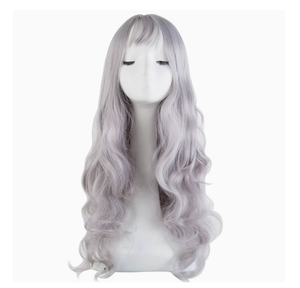 Perruque en cheveux artificiels de style européen et américain avec fibres synthétiques, franges aériennes, cheveux longs ondulés avec de grosses boucles - Product Image 1