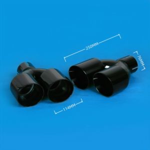 ปลายท่อไอเสียขนาด 4.5 นิ้ว สีดำ สแตนเลส รูปตัว Y ท่อไอเสียคู่ ปลายเฉียง สำหรับรถ SUV รถบรรทุก เพิ่มประสิทธิภาพ - Product Image 2