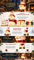 Bonhomme de neige gonflable de Noël avec éclairage LED et boîtes cadeaux, bonhomme de neige avec chapeau rouge et écharpe pour la décoration de jardin extérieur, pelouse, Noël, fêtes