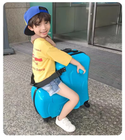 Valise à roulettes multifonctionnelle JX pour enfants, 20 pouces, avec design de dessin animé personnalisé, scooter à 4 roues, bagage de voyage pour enfants