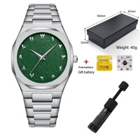 Montre à quartz pour homme, style international, boîtier en alliage, bracelet en acier inoxydable ultra-fin à motif marbré, étanche, cadran à aiguilles