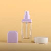 Botol kosmetik, 30ml 50ml kaca bening foundation kosong dengan tutup ungu