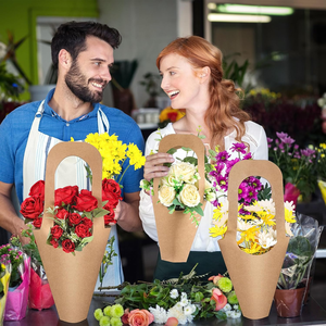 Bolsas de papel de regalo de flores de papel Kraft con asa, soporte para ramo de flores para boda, decoración del Día de San Valentín, <span class=keywords><strong>floristería</strong></span> - Product Image 4