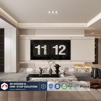 Mesa de TV Moderna y Lujosa con LED, Ecológica, de Fibra de Paja, para Sala de Estar, con Almacenamiento Personalizable y Vitrina para Uso Doméstico