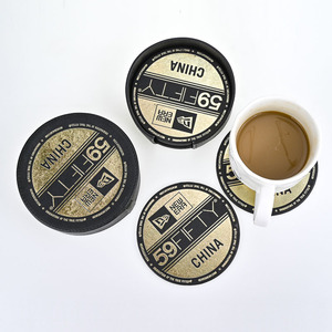 Sous-verres ronds en cuir PU, double face, isolants thermiques, antidérapants, pour promotion hôtelière - Product Image 4
