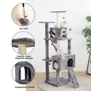 Fácil montar durável multi-nível madeira sisal casa de gato árvore condo grande gato árvore
