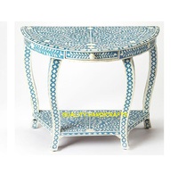 Table console moderne en bois avec incrustations d'os, style antique, 1 tiroir, meuble d'entrée, décoration de salon, bureau avec incrustations d'os