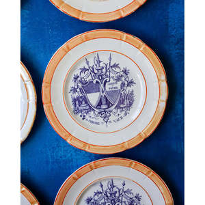 <b>Set</b> of Six for <b>Ceramic</b> Dessert <b>Plates</b> with Coats of Arms 19.5 cm Diameter a Lustro Glazed - Product Image 5