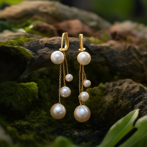 ต่างหูมุก สแตนเลส 316L ชุบทอง PVD ทนทาน รูปทรงหยดน้ำ - Product Image 3