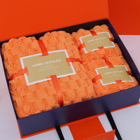Ensemble de serviettes de bain rectangulaires en polaire corail à carreaux, absorbantes, trois pièces, avec technologie de fil simple et emballage prêt à offrir