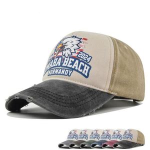 Casquette de baseball délavée et vieillie à 6 panneaux, portable, promotionnelle, bicolore, avec logo imprimé Aigle Américain, style classique, directement de l'usine - Product Image 1