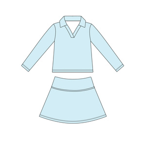 Ensemble de yoga pour fille, jupe jaune à imprimé uni, manches longues, été, GSD1594 rts Little active girl. - Product Image 6