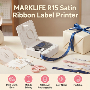 เครื่องพิมพ์ริบบิ้นไร้สาย Marklife R15 - เครื่องทำริบบิ้นฟอยล์ทองดิจิทัลสำหรับห่อของขวัญสุดหรู <span class=keywords><strong>ดอกไม้</strong></span> และสินค้าบูติก - Product Image 2