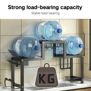 Support de rangement pour vaisselle en acier inoxydable à 2 niveaux avec crochets, étagère de rangement pour casseroles, porte-couteaux, organisateur d'outils - Product Image 5