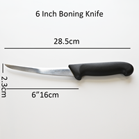 Couteau à désosser incurvé de 6 pouces en acier inoxydable avec manche antidérapant en PP, couteau de boucher pour désosser et écorcher la viande, idéal pour boucherie et abattoir