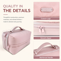 Nouveau Design Sac à Maquillage Double Couche PVC-Nylon Logo Personnalisé Multifonction Sac de Voyage Cosmétique avec Poignée