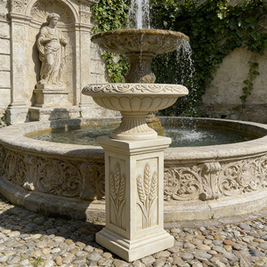 Set di Fioriere e Vasi in Resina Giallo Chiaro con Motivo a <span class=keywords><strong>Grano</strong></span> e Erba Arricciata, Stile Americano per Benvenuto in Villa - Product Image 2