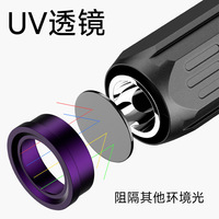 Lampe torche UV LED violette 365nm pour détection de faux billets et agents fluorescents, avec fonction miroir noir et lampe de Wood