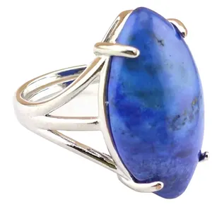 Wholesale Custom Minimalist Silver Lapis Lazuli Rings for Women Men Girls Horse Eye Custom Jewelry Gemstone Wedding Engagement