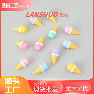 Miniatures de cornets de crème glacée colorés en résine plastique, accessoires de bijoux DIY, ornements de bureau, fournitures d'artisanat - Product Image 2