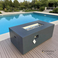 S132 Table de foyer rectangulaire de luxe en fibre de verre Meubles de patio extérieur avec caractéristique de feu élégante au propane