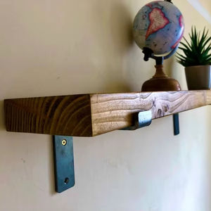 Scaffalature rustiche fatte a mano in legno, Scaffold Board mensola con staffe metalliche - Product Image 2