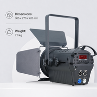 Projecteur LED Fresnel JIXIO DMX512 200W en alliage d'aluminium, double couleur 3200-5600K, gradation progressive 0 à 100, IRC 97 pour le cinéma et la télévision