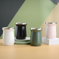Taza de Mate BORGE Personalizada de Acero Inoxidable con Doble Pared de 10oz, Vaso Térmico Aislado al Vacío para Yerba Mate Argentina