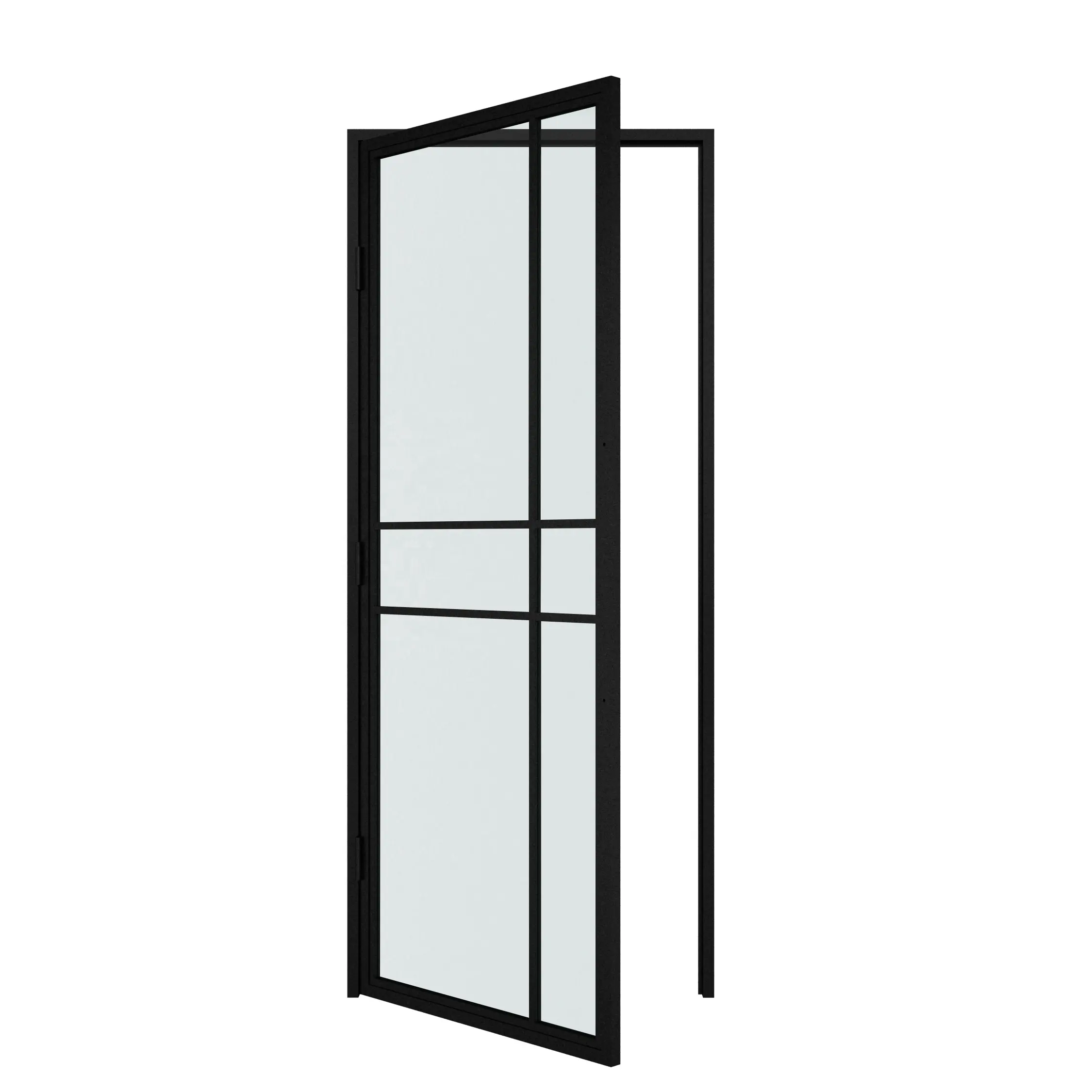 Puerta oscilante de vidrio con marco de acero, marco de acero y bisagras, puerta de vidrio con marco de metal, diseño personalizado esmerilado