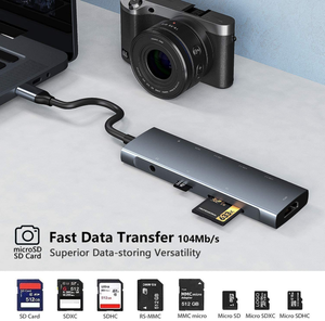 Многофункциональная USB-док-станция 9-в-1 с кабелем в ПВХ-оплетке, Type-C хаб, совместимая с мобильными телефонами, ноутбуками и планшетами - Product Image 5