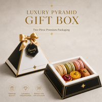 Boîte en papier pyramide écologique personnalisée de luxe avec logo, ruban et pelliculage mat pour chocolats, bonbons, pâtisseries et cadeaux de mariage