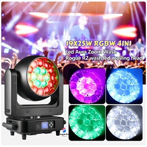 Projecteur de scène mobile DMX512 19x25W RGBW 4-en-1 LED Zoom Wash Beam Mac <span class=keywords><strong>Aura</strong></span> pour fêtes, mariages, concerts et DJ <span class=keywords><strong>disco</strong></span> - Product Image 1
