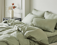 Housse de couette et taie d'oreiller en satin 100% coton, teintes, tissées unies, résistantes au rétrécissement, toucher doux, design personnalisé, pour la literie et les textiles de maison