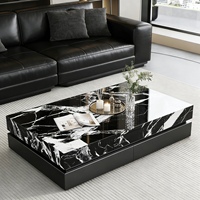 Table basse rectangulaire moderne de luxe en bois et marbre, multifonctionnelle avec tiroirs, meubles de salon, design italien pour la maison