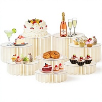 Lot de 8 supports de présentation pliables blancs en forme de cylindre, en papier et PET, pour usage intérieur, pour la restauration, les mariages et les fêtes