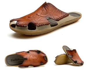 Dép quai ngang nam da bò thật cao cấp mùa hè bán buôn L0002, chất lượng cao, mũi kín, dùng cho ngoài trời, câu cá, thể thao, đi biển - Product Image 6