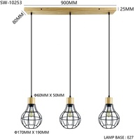 Lámpara Colgante de Madera, Ideas Decorativas, Pantalla Metálica Pequeña, Lámparas Colgantes LED para Hotel, Oficina, Cafetería, Bar
