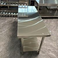 Tables de travail de boulangerie en acier inoxydable à deux niveaux, robustes, 201/304, finition mate brossée, pieds réglables en hauteur, 500 kg/m