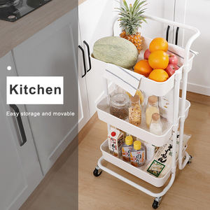 Household 3-tier Metal Rolling Cart <strong>Vegetable</strong> <strong>Rack</strong> Bathroom Kitchen Storage Trolley Rackwith <strong>Wheels</strong> - Product Image 5