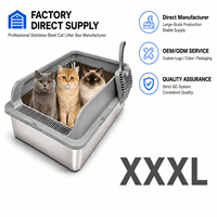 Litière pour chat en acier inoxydable XXL semi-fermée, durable, vente en gros directe d'usine